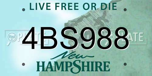 4BS988 New Hampshire License Plate