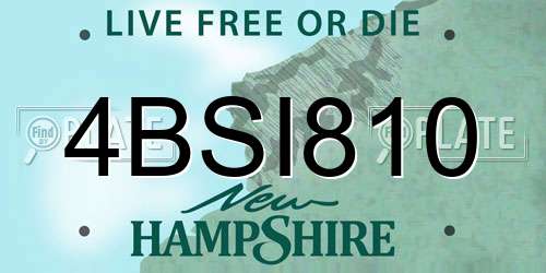 4BSI810 New Hampshire License Plate