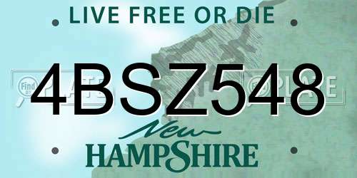 4BSZ548 New Hampshire License Plate