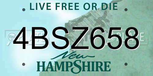 4BSZ658 New Hampshire License Plate