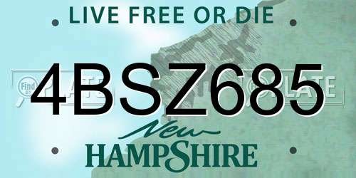 4BSZ685 New Hampshire License Plate
