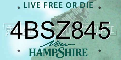 4BSZ845 New Hampshire License Plate