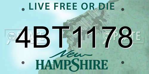 4BT1178 New Hampshire License Plate