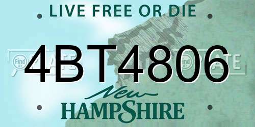4BT4806 New Hampshire License Plate