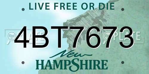 4BT7673 New Hampshire License Plate
