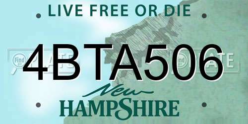 4BTA506 New Hampshire License Plate