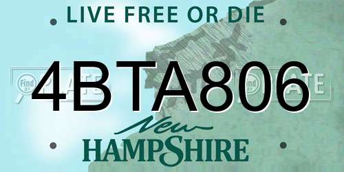 4BTA806 New Hampshire License Plate