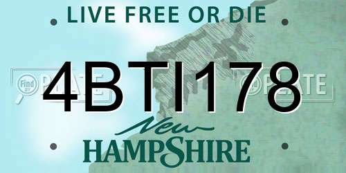 4BTI178 New Hampshire License Plate