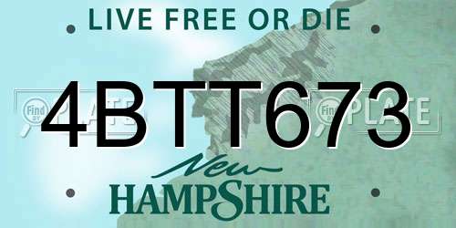 4BTT673 New Hampshire License Plate