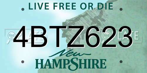 4BTZ623 New Hampshire License Plate