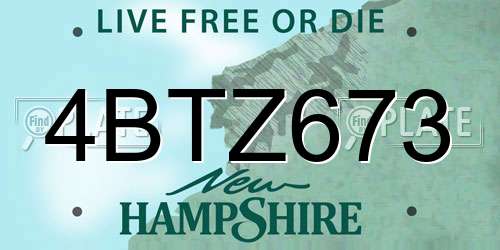 4BTZ673 New Hampshire License Plate