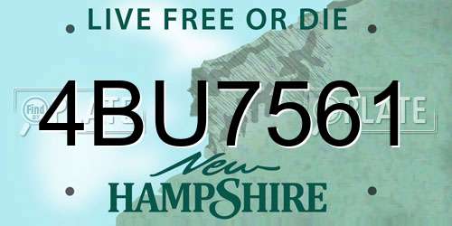 4BU7561 New Hampshire License Plate