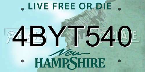 4BYT540 New Hampshire License Plate