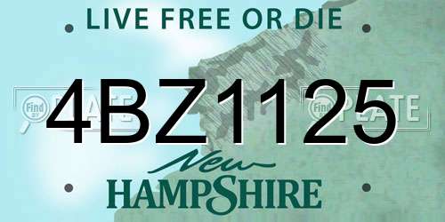 4BZ1125 New Hampshire License Plate