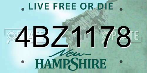 4BZ1178 New Hampshire License Plate