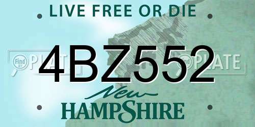 4BZ552 New Hampshire License Plate