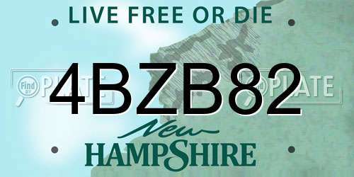 4BZB82 New Hampshire License Plate