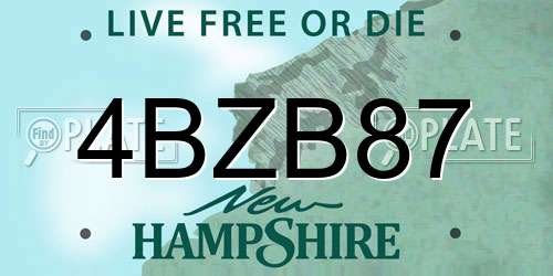 4BZB87 New Hampshire License Plate