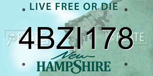 4BZI178 New Hampshire License Plate