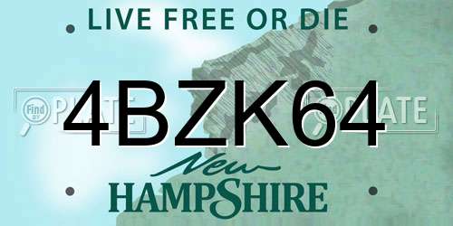 4BZK64 New Hampshire License Plate