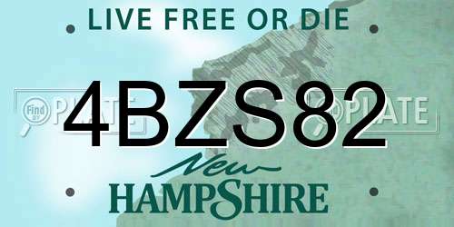 4BZS82 New Hampshire License Plate