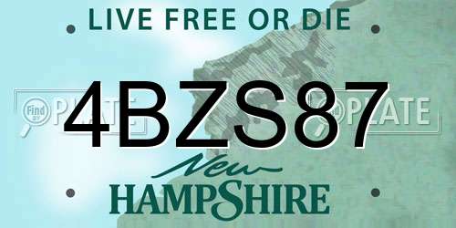 4BZS87 New Hampshire License Plate