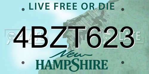 4BZT623 New Hampshire License Plate