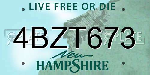 4BZT673 New Hampshire License Plate