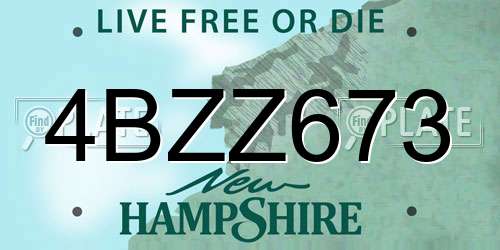 4BZZ673 New Hampshire License Plate