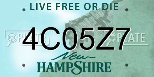 4C05Z7 New Hampshire License Plate
