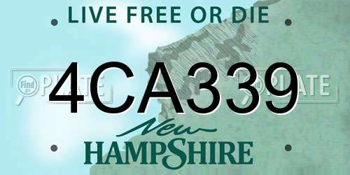 4CA339 New Hampshire License Plate