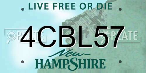 4CBL57 New Hampshire License Plate