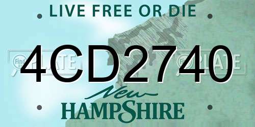 4CD2740 New Hampshire License Plate