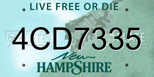 4CD7335 New Hampshire License Plate