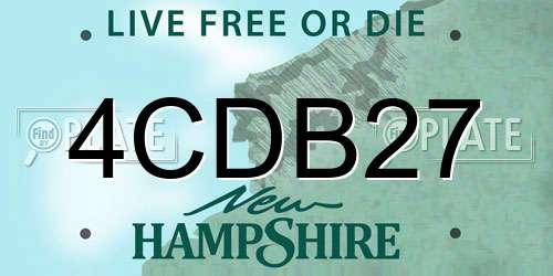4CDB27 New Hampshire License Plate