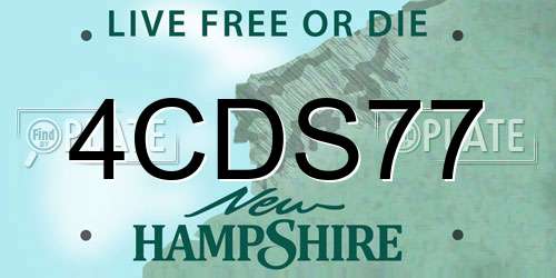 4CDS77 New Hampshire License Plate