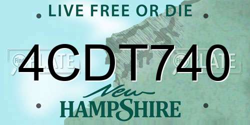 4CDT740 New Hampshire License Plate