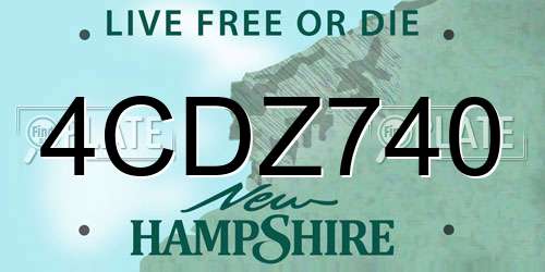 4CDZ740 New Hampshire License Plate