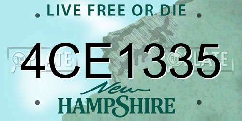 4CE1335 New Hampshire License Plate