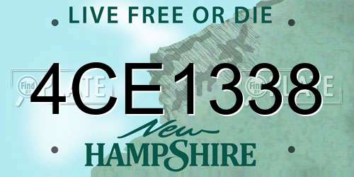 4CE1338 New Hampshire License Plate