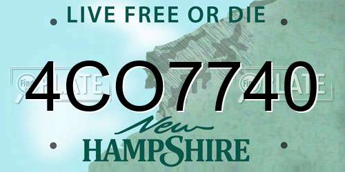 4CO7740 New Hampshire License Plate
