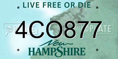 4CO877 New Hampshire License Plate