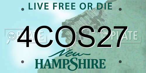 4COS27 New Hampshire License Plate