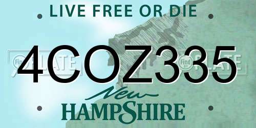 4COZ335 New Hampshire License Plate
