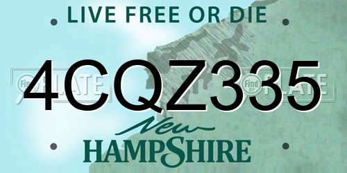 4CQZ335 New Hampshire License Plate