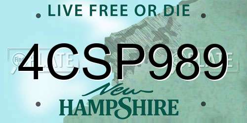 4CSP989 New Hampshire License Plate