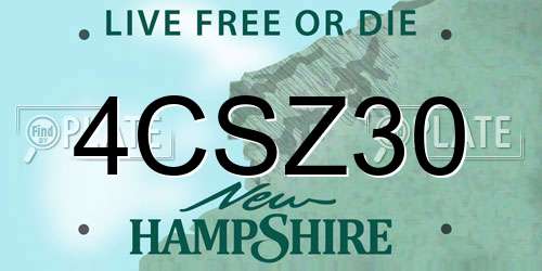 4CSZ30 New Hampshire License Plate