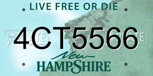4CT5566 New Hampshire License Plate