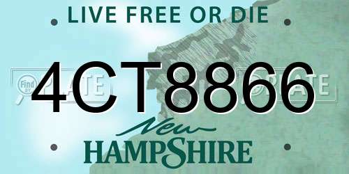 4CT8866 New Hampshire License Plate