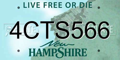 4CTS566 New Hampshire License Plate